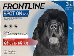 Frontline Spot On for Extra Large Dogs 40-60kg 3 Pipettes