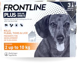 Frontline Spot On Plus for Dogs 2-10kg 0.67ml 3 pack