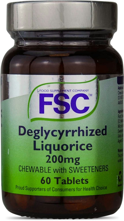 FSC Deglycyrrhized Liquorice 200mg Chewable With Sweeteners 60 Tablets