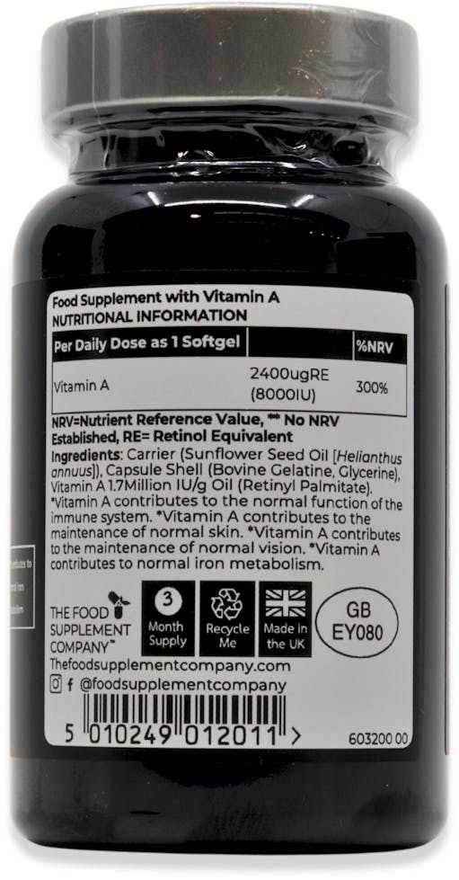 The Food Supplement Company Vitamin A 8000IU 90 Softgels - 2