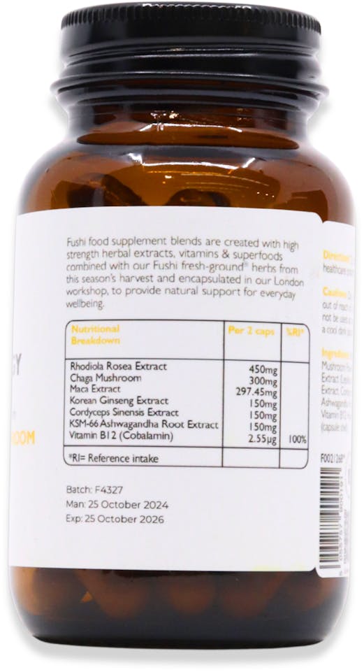 Fushi Adaptogen Energy Mushroom Blend 60 Capsules - 2