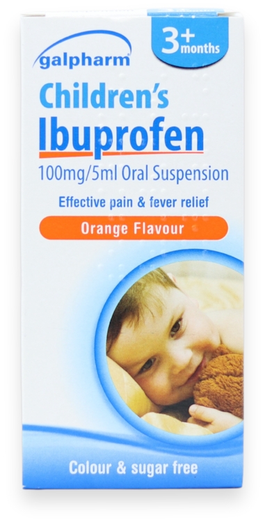 Galpharm Ibuprofen 100mg/5ml Oral Suspension 3m+ 100ml - Orange Flavour