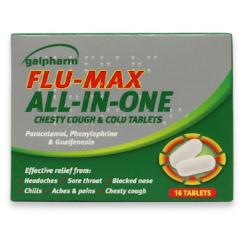 Galpharm Flu-Max All-in-One Chesty Cough Cold 16 Tablets medino