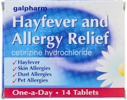 Galpharm Hayfever and Allergy Relief Cetirizine Dihydrochloride 14 Tablets