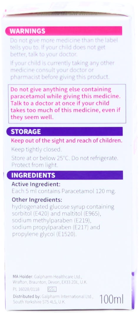 Galpharm Paracetamol Suspension 120mg/5ml 100ml - 2