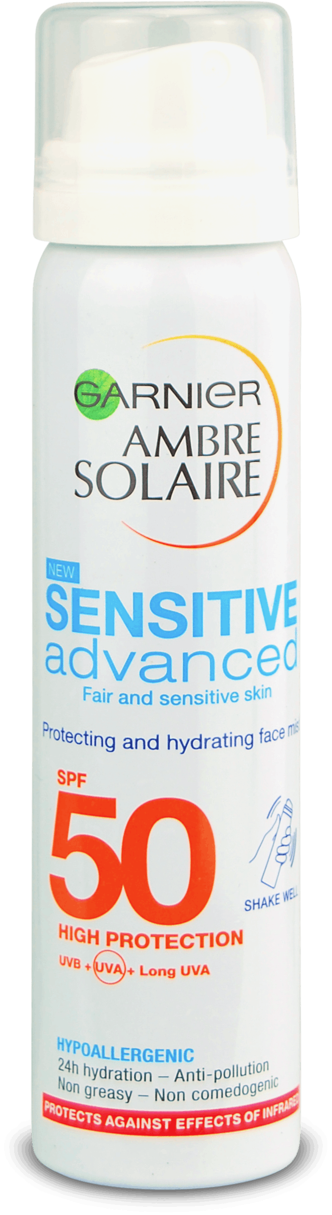 garnier ambre solaire sensitive hydrating face sun cream mist