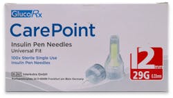 GlucoRx CarePoint Insulin Pen Needles 12mm 29G 100 Pack