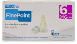 GlucoRx CarePoint Insulin Pen Needles 6mm 31G 100 Pack