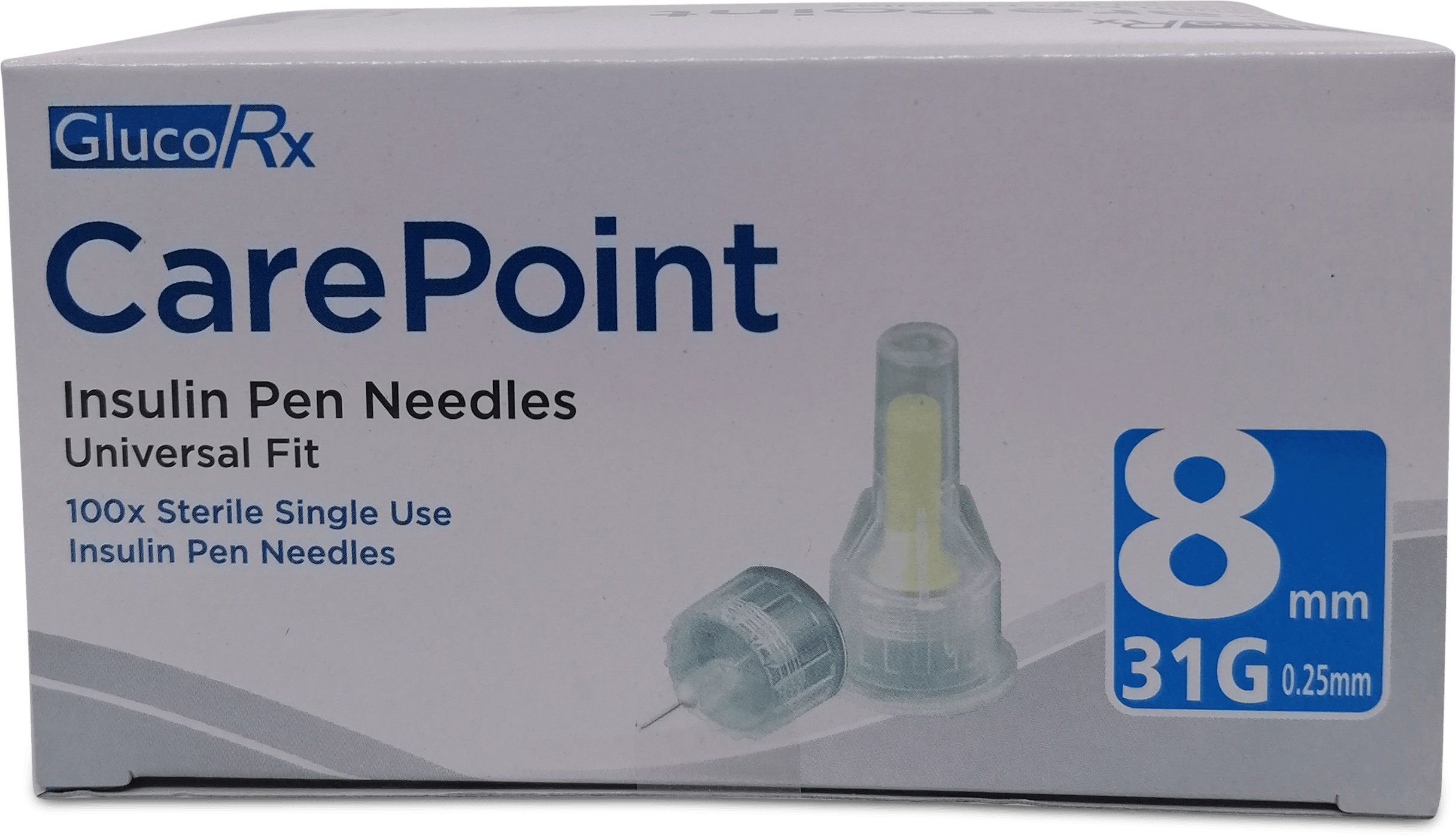 GlucoRx CarePoint Insulin Pen Needles 5mm 31G 100 Pack | medino