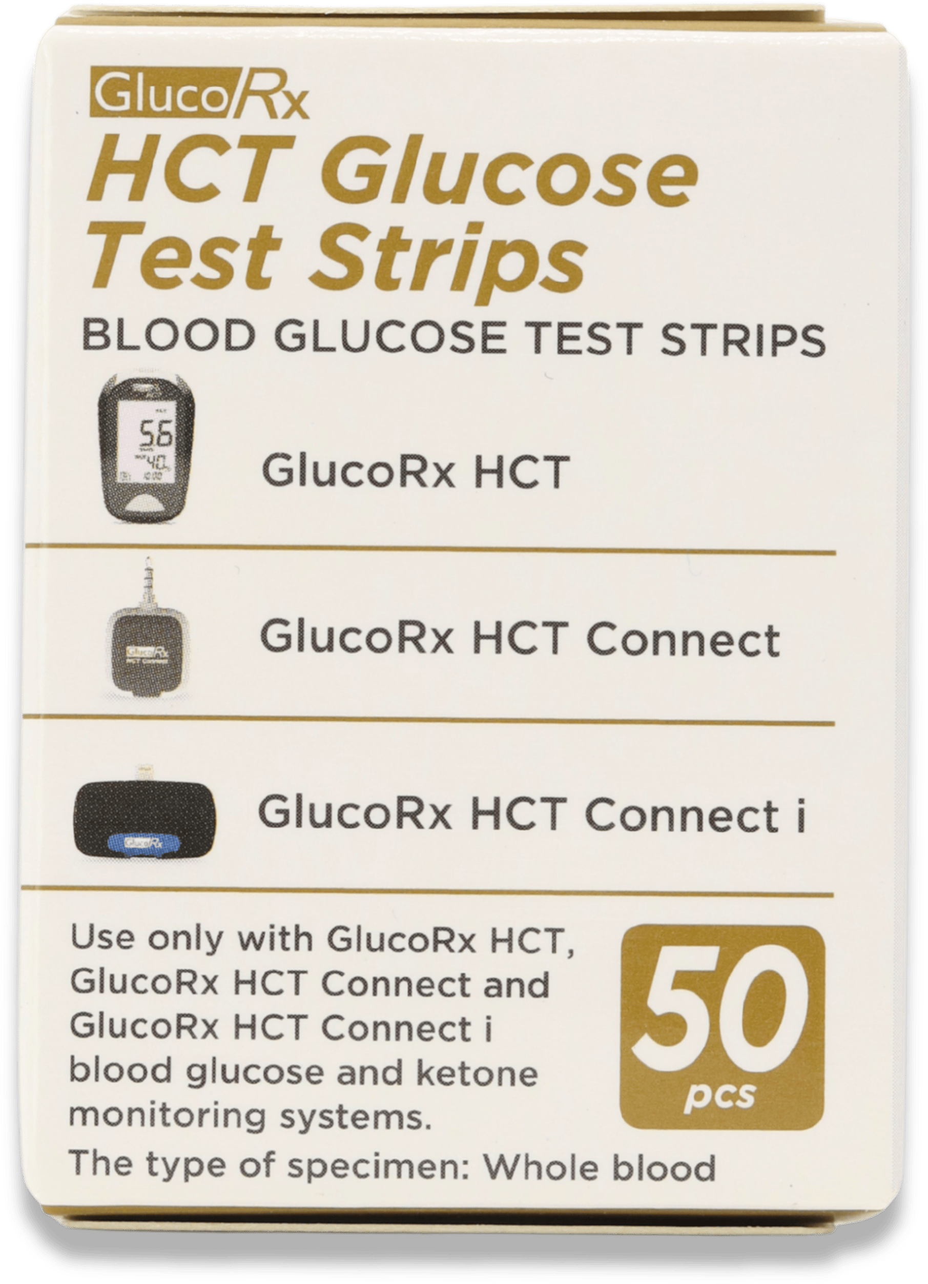 GlucoRx HCT Glucose Strips 50 Pack