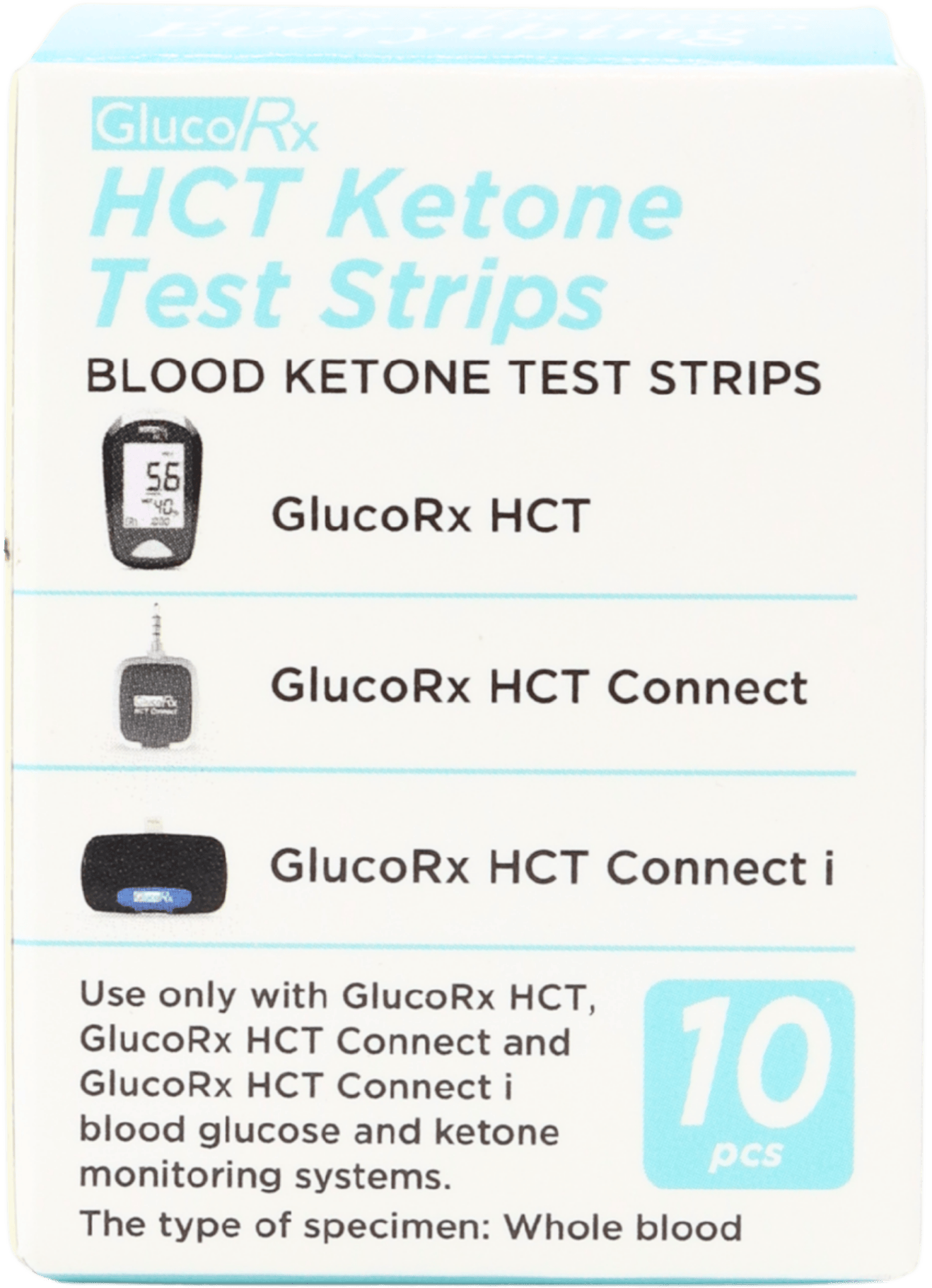 GlucoRx HCT Ketone Test 10 Strips