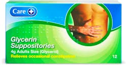Care+ Glycerin Suppositories 4g Adults 12 Pack