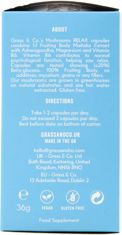 Grass & Co Relax Maitake Mushrooms 60 Capsules - 2