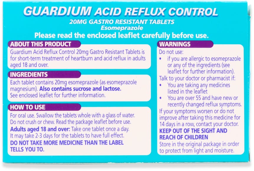 Guardium Acid Reflux Control 20mg 7 Tablets - 2