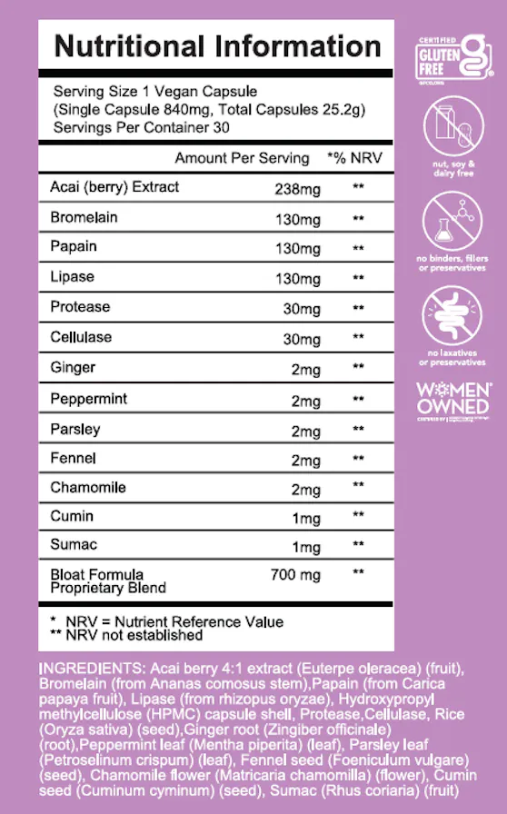 HAIRtamin Bloat Formula 30 Capsules - 2