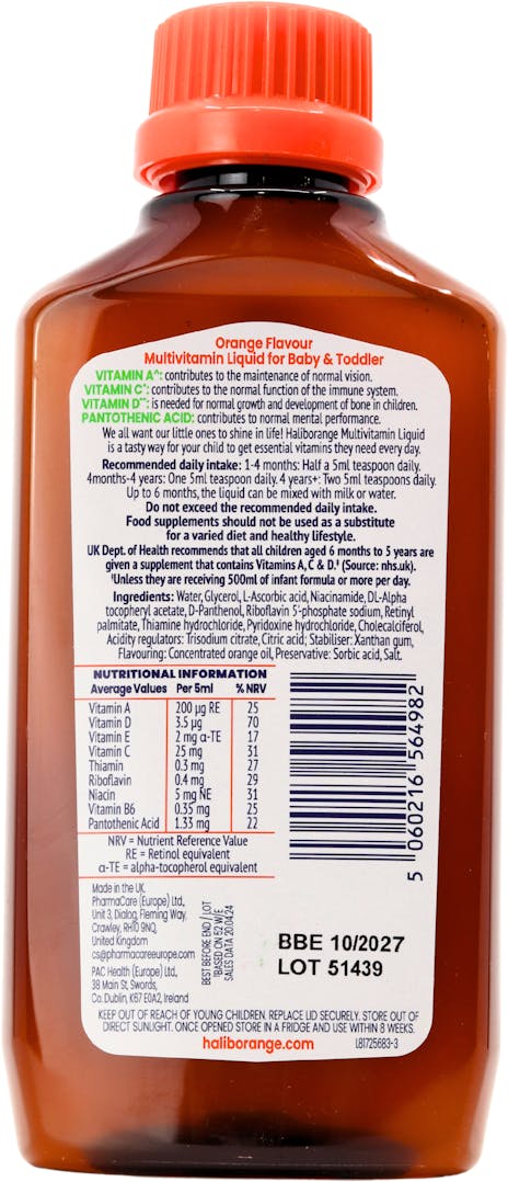 HaliBaby & Toddler Multivitamins 250ml - 2