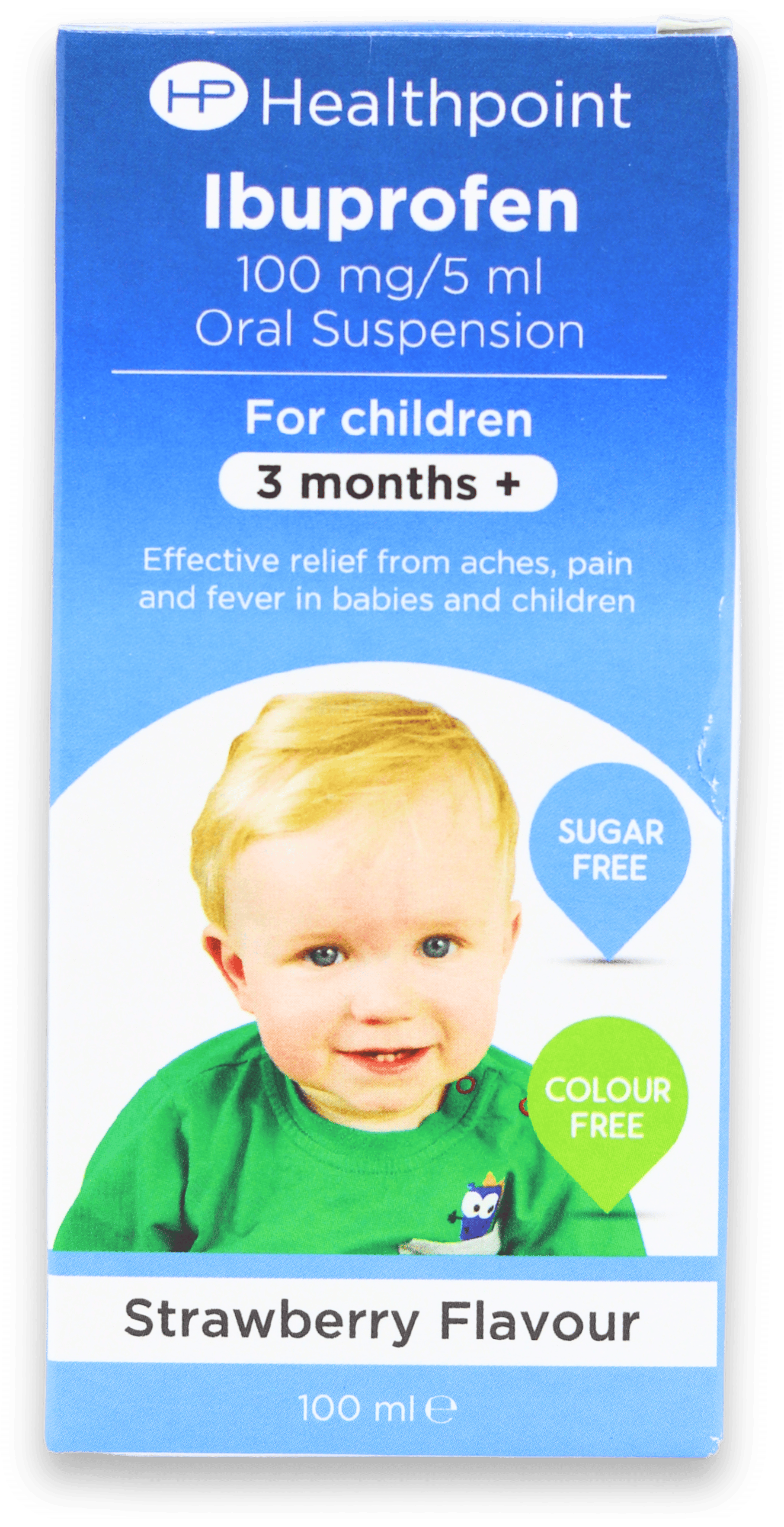 Healthpoint Ibuprofen 100mg/5ml Oral Suspension for Children Strawberry Flavour 100ml