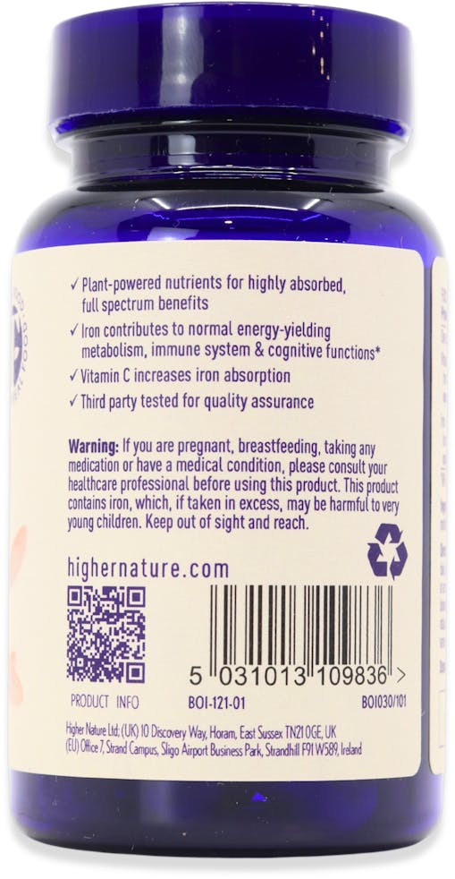 Higher Nature Botanical Iron with Vitamin C 30 Capsules - 2