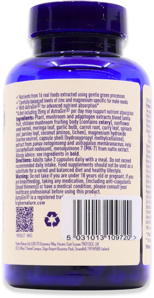 Higher Nature True Food Vitality Multivitamin for Men 60 Capsules - 2