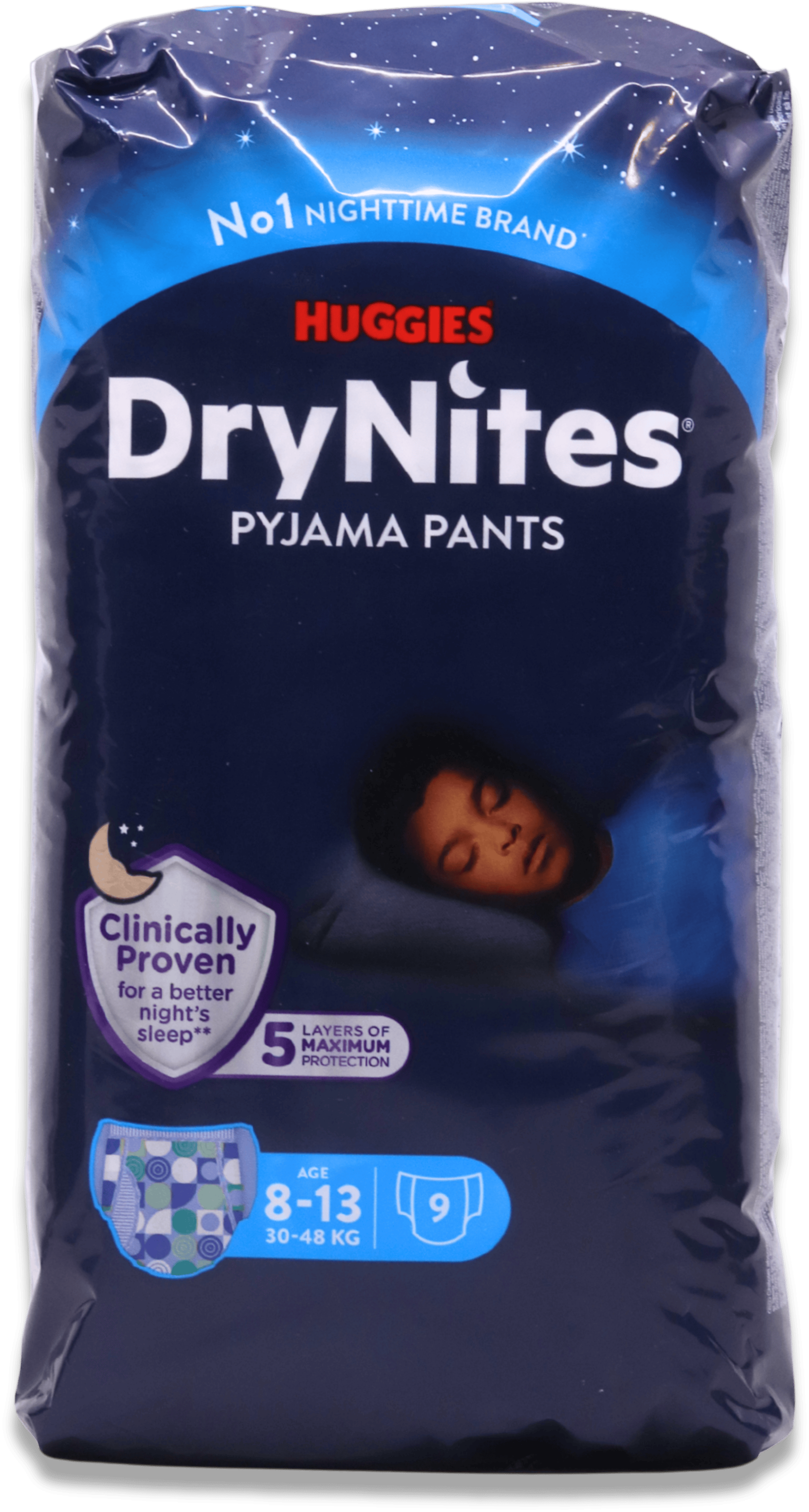 Huggies DryNites Pyjama Pants Boy 8-13 Years Nappies 9 Pack