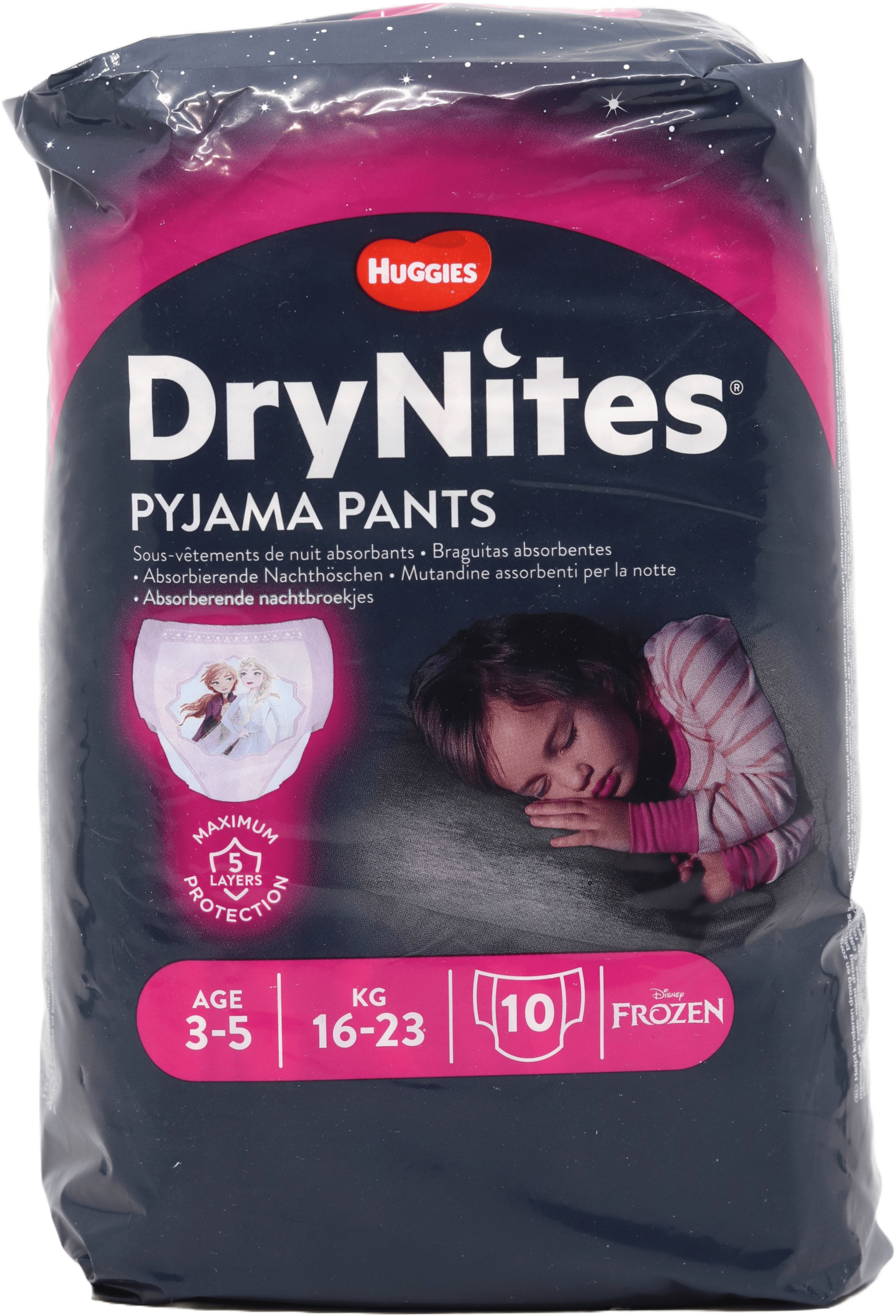 Huggies DryNites Frozen Pyjama Pants 3-5 Years Nappies 10 Pack