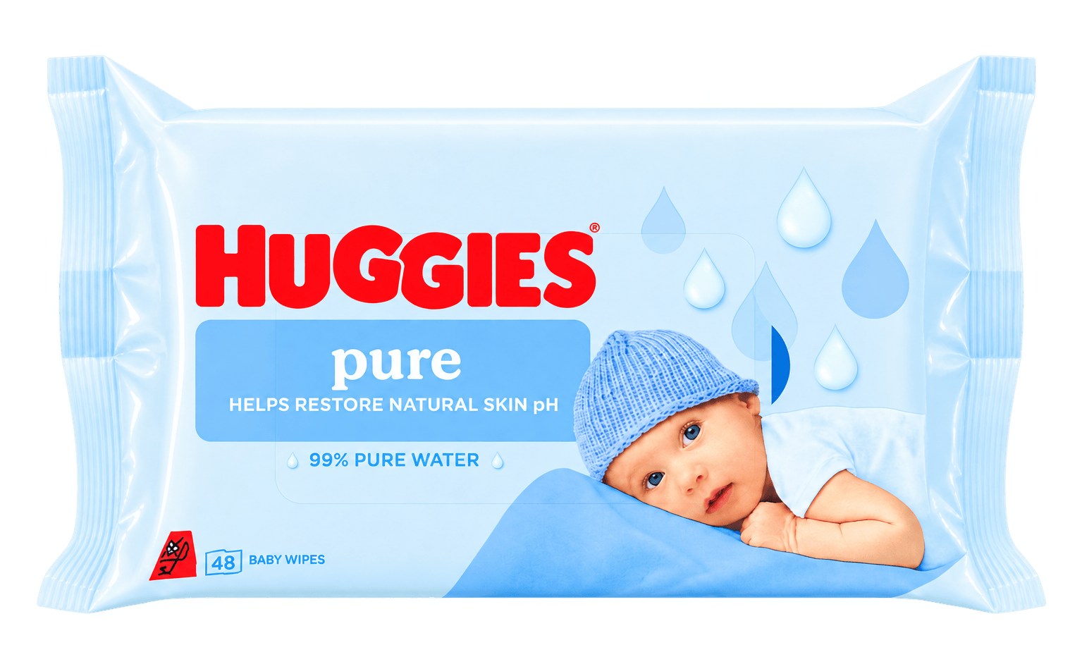 Huggies Pure Baby Wipes 48 Wipes
