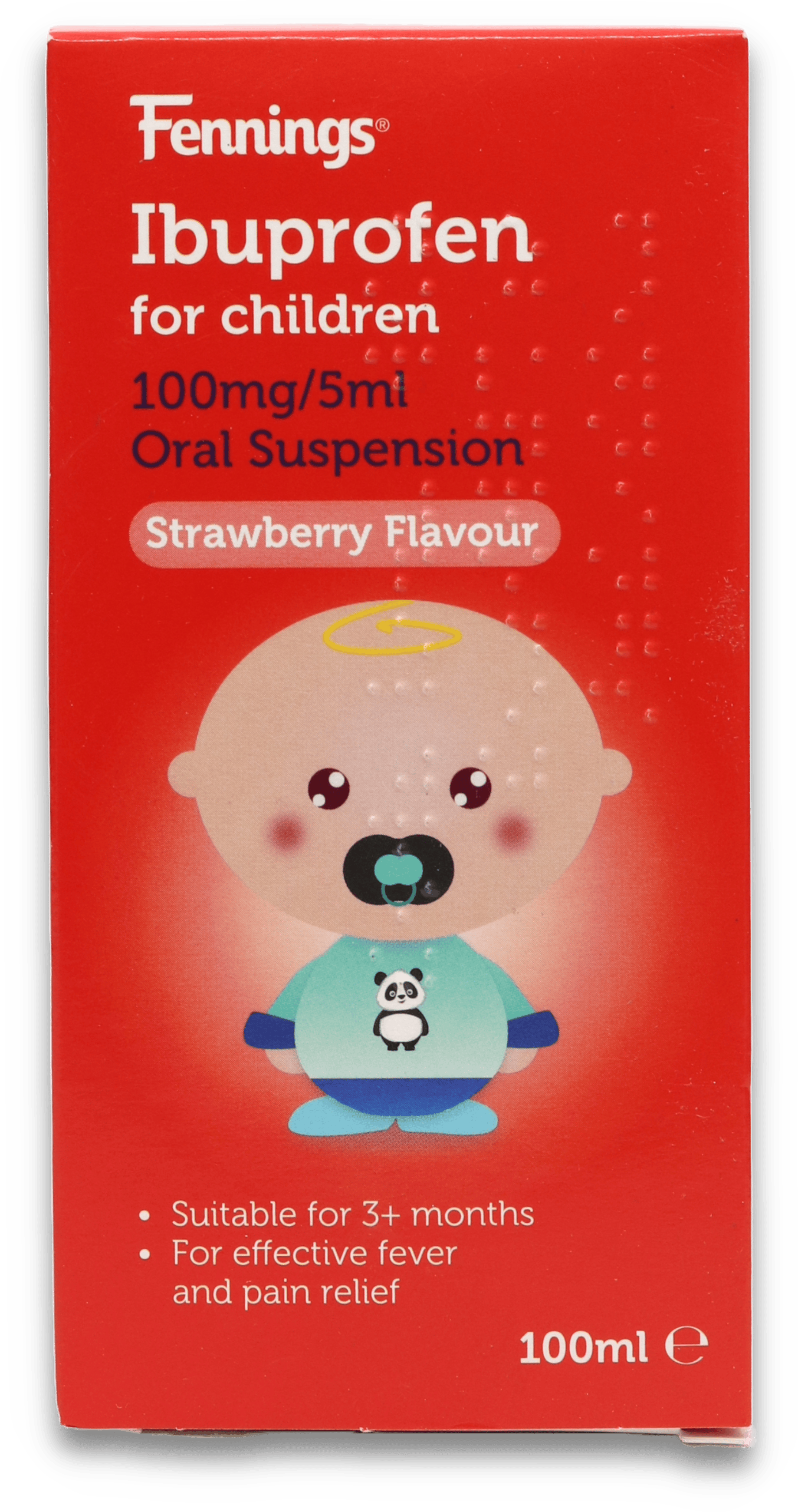 Fennings Ibuprofen for Children 100mg/5ml Oral Suspension Strawberry Flavour 100ml