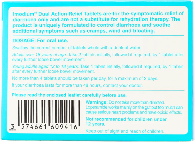 Imodium Dual Action Relief Tablets 12 Pack - 2