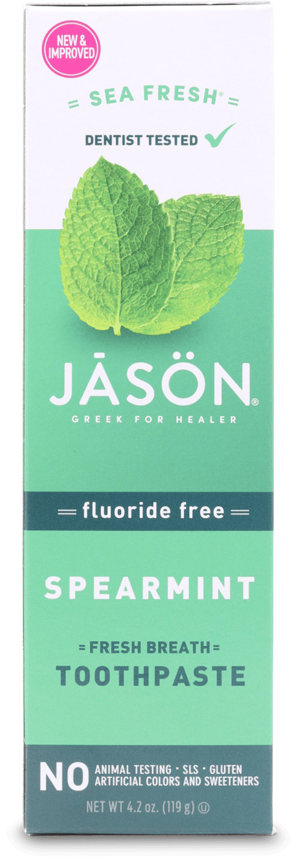 Jason Fluoride Free Fresh Breath Spearmint Toothpaste 119g