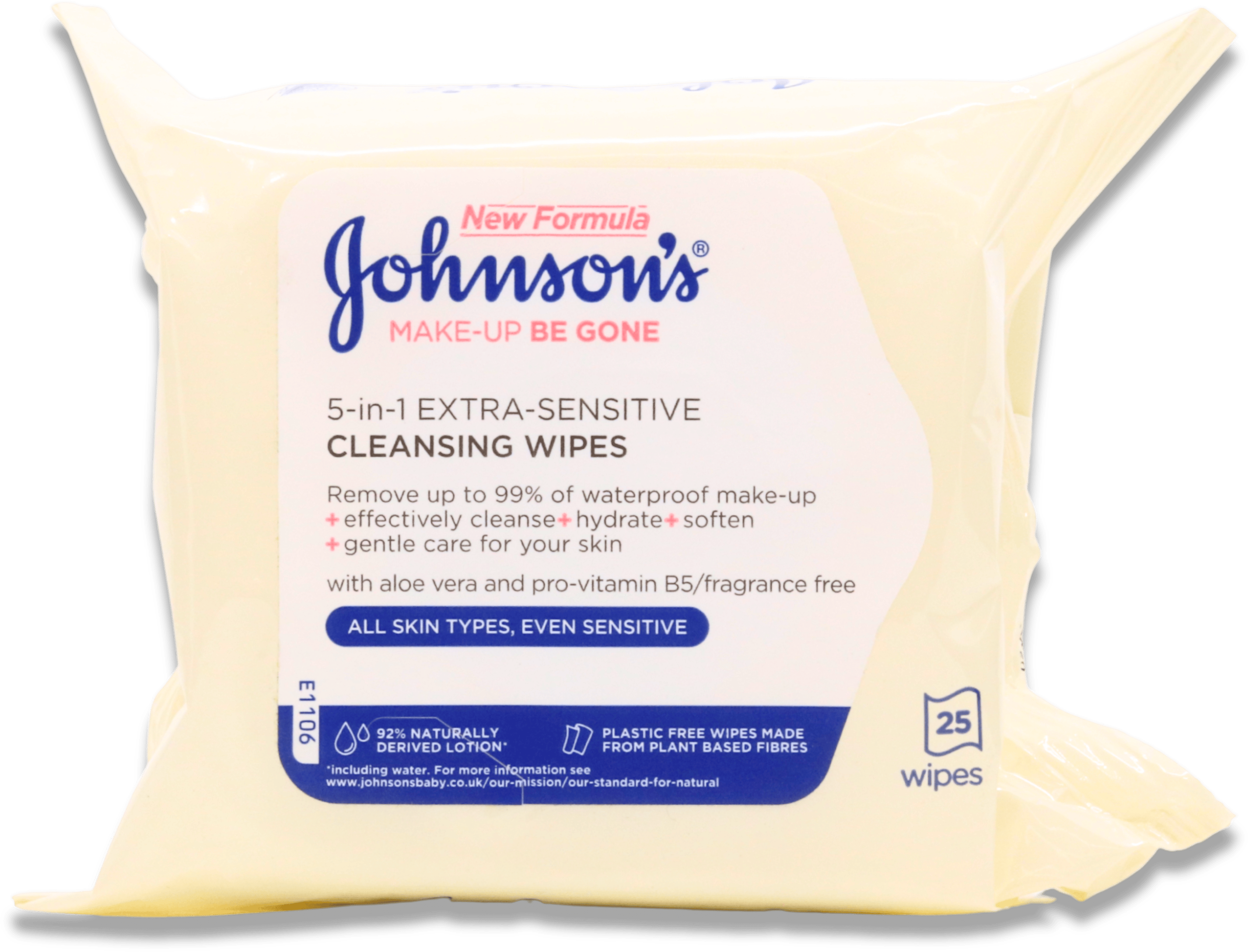 Johnson's Make-up Be Gone 5-in-1 Extra Sensitive Cleansing Wipes 25 Pack