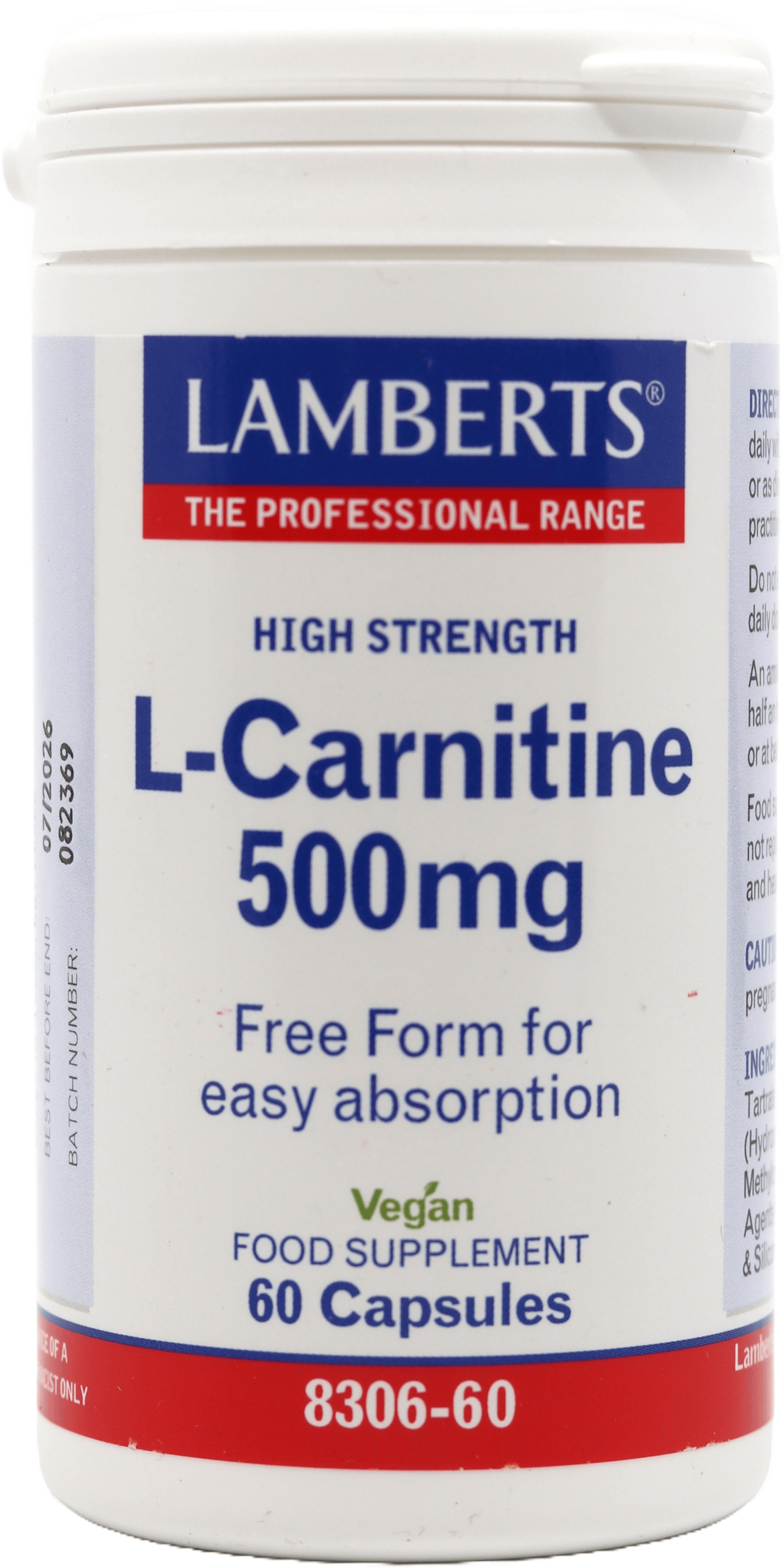 Lamberts L-Carnitine 500mg 60 Capsules