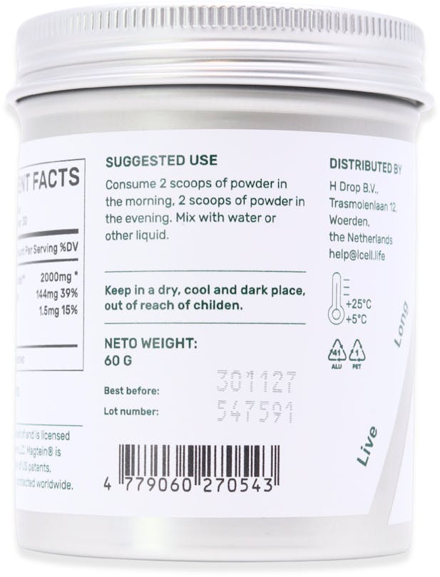 L-Cell Magtein Magnesium L-Threonate + Zinc Powder 60g - 3