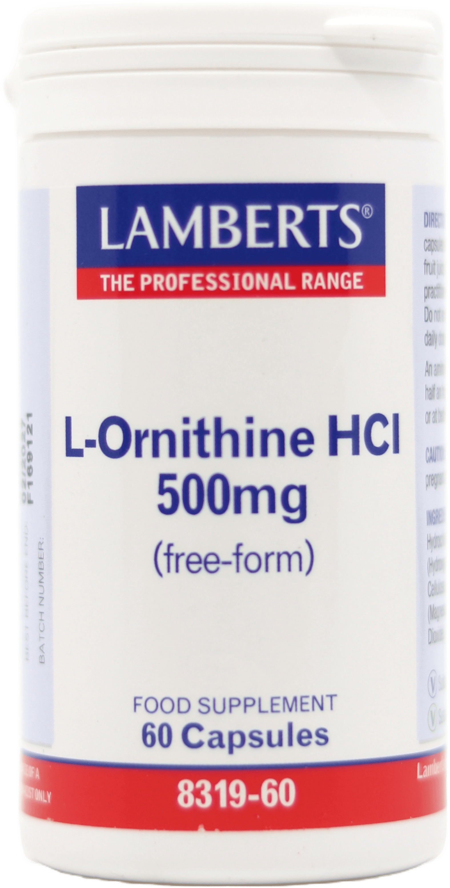 Lamberts L-Ornithine 500mg 60 Capsules