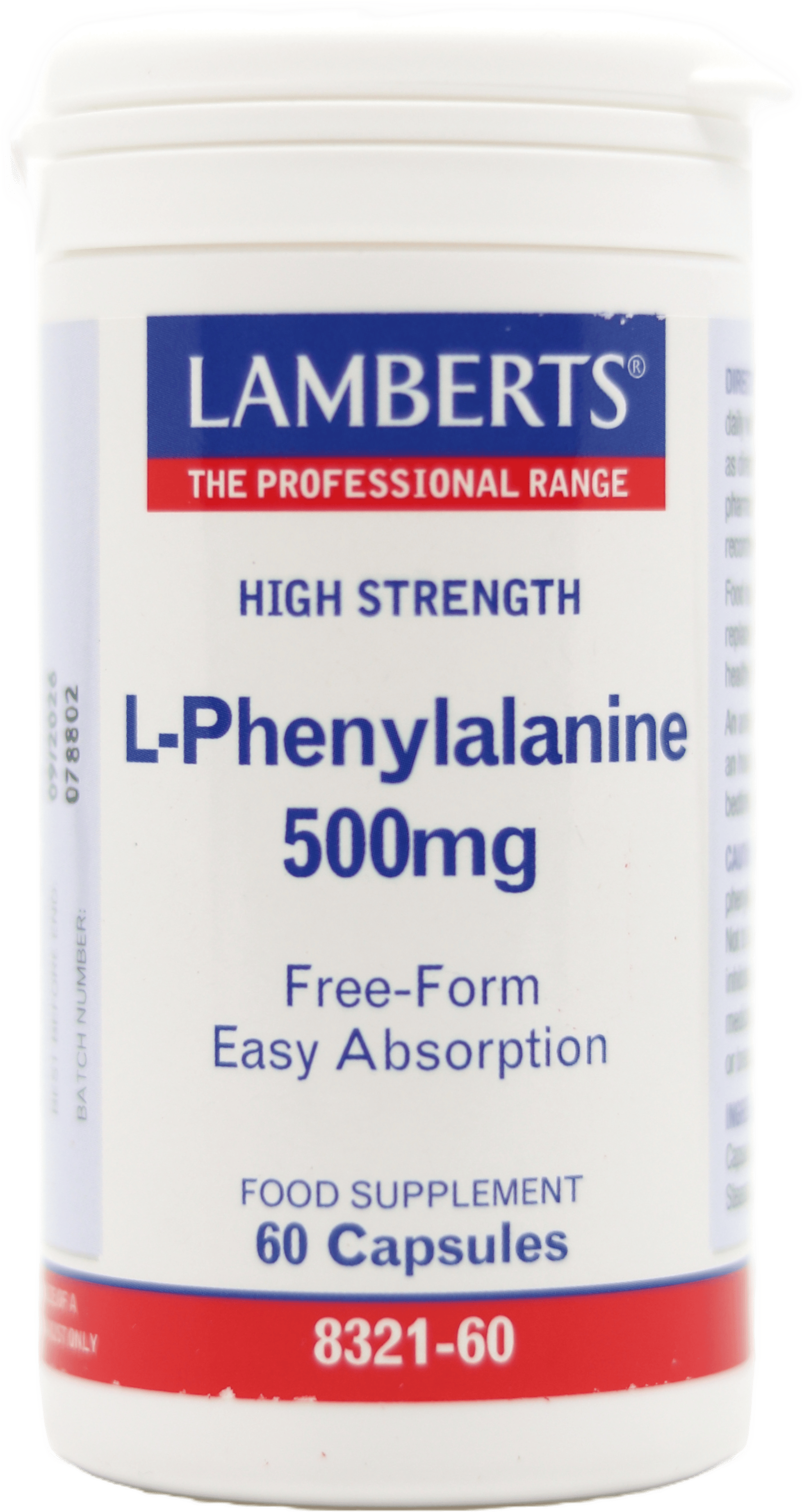 Lamberts L-Phenylalanine 500mg 60 Capsules