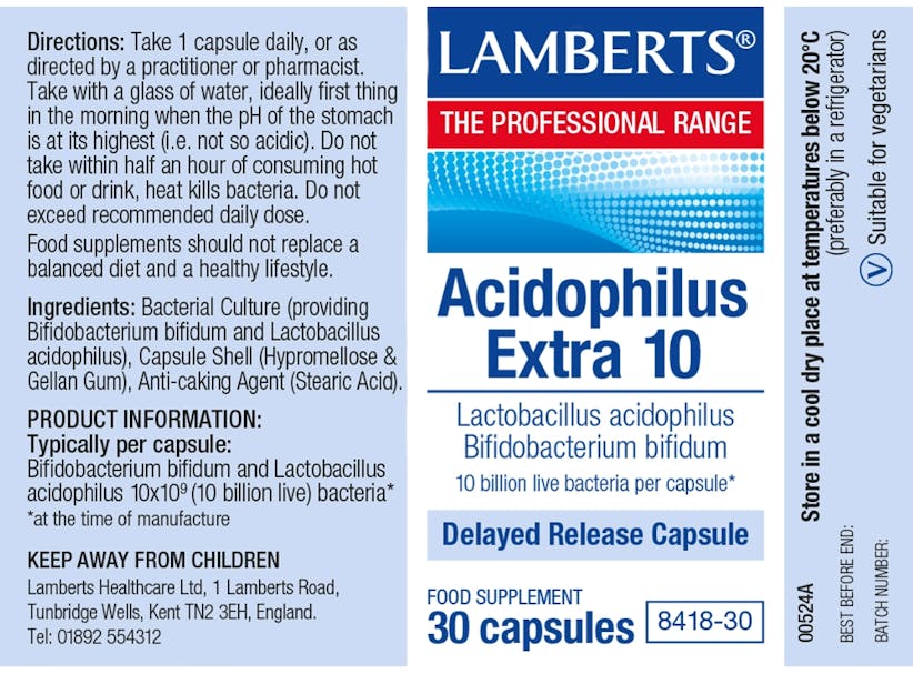 Lamberts Acidophilus Extra 10 60 Capsules - 2