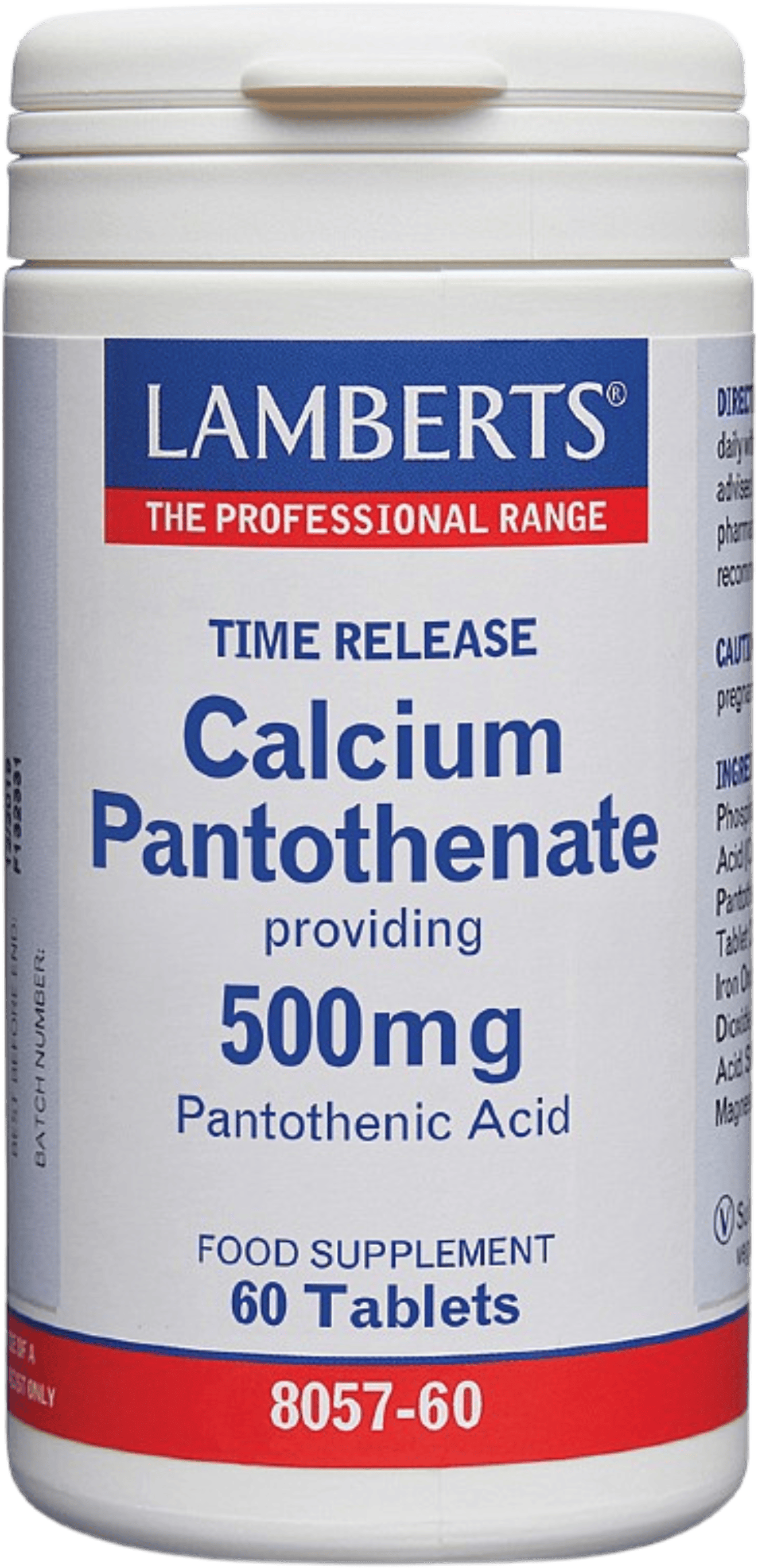 Lamberts Calcium Pantothenate 500mg Time Release 60 Tablets