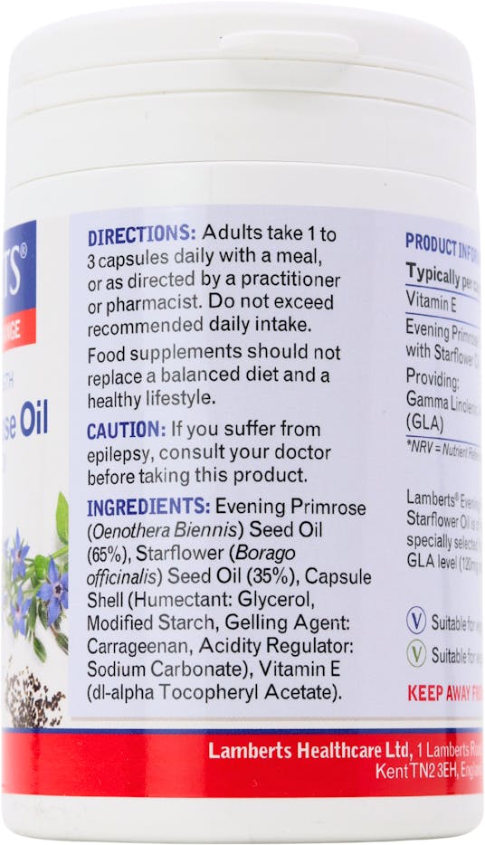 Lamberts Extra High Strength Evening Primrose Oil 90 Capsules - 2