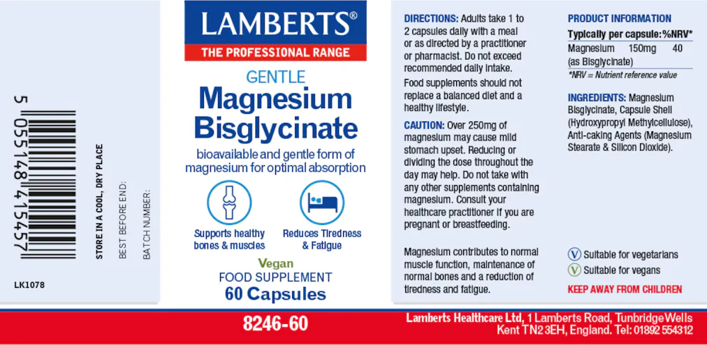 Lamberts Magnesium Bisglycinate 60 Capsules - 3