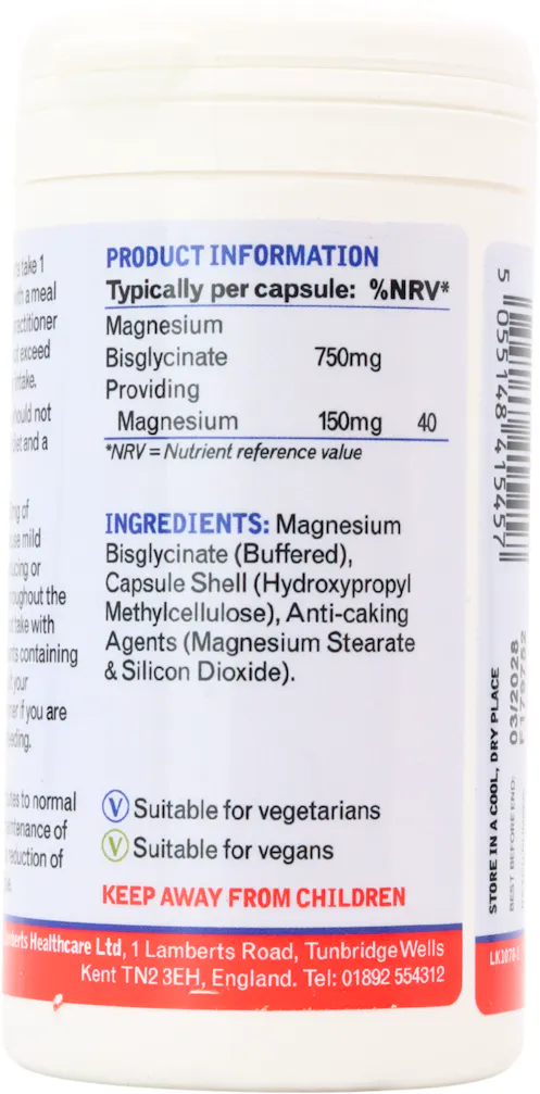 Lamberts Magnesium Bisglycinate 60 Capsules - 3