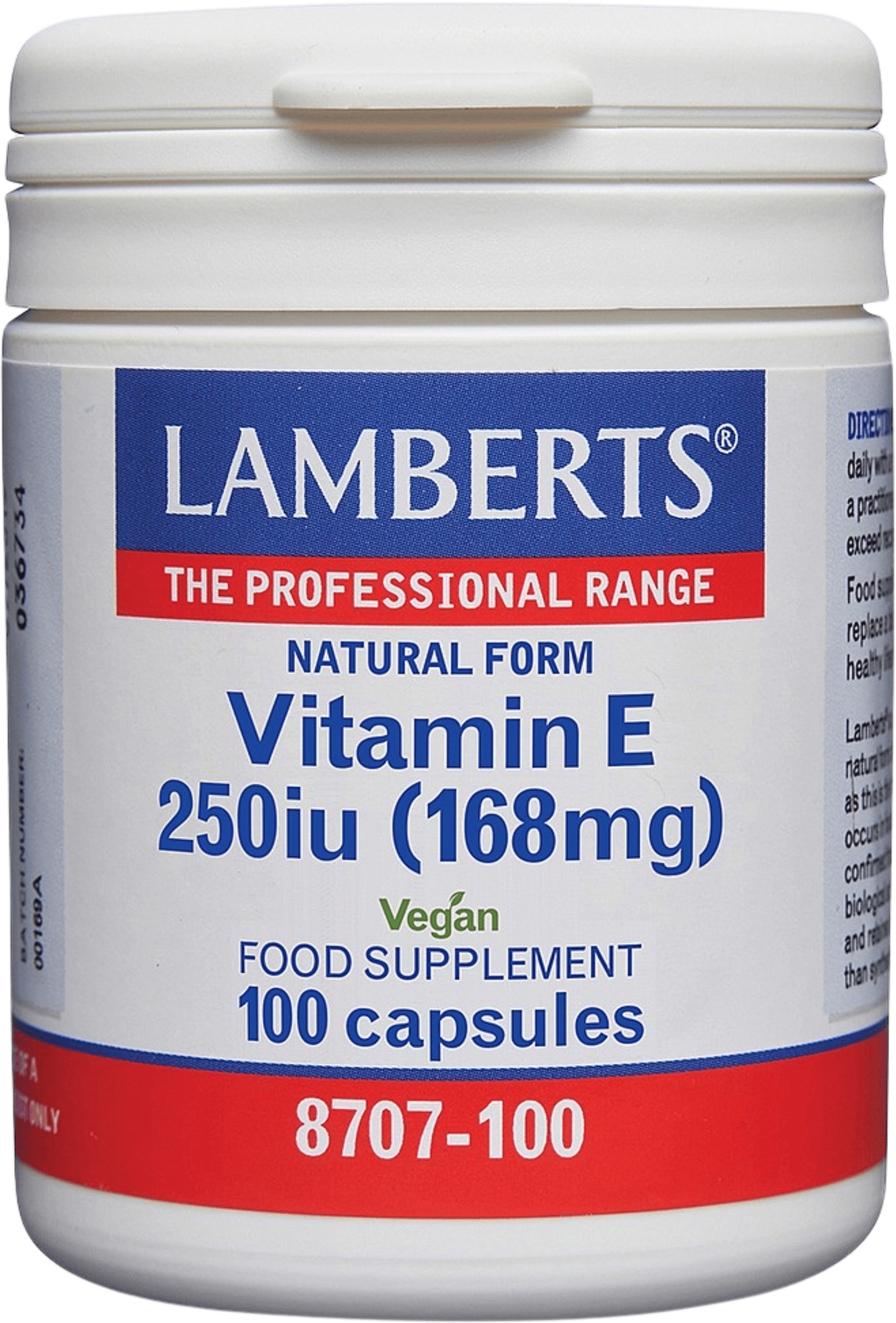 Lamberts Natural Vitamin E 250 i.u. 100 Capsules