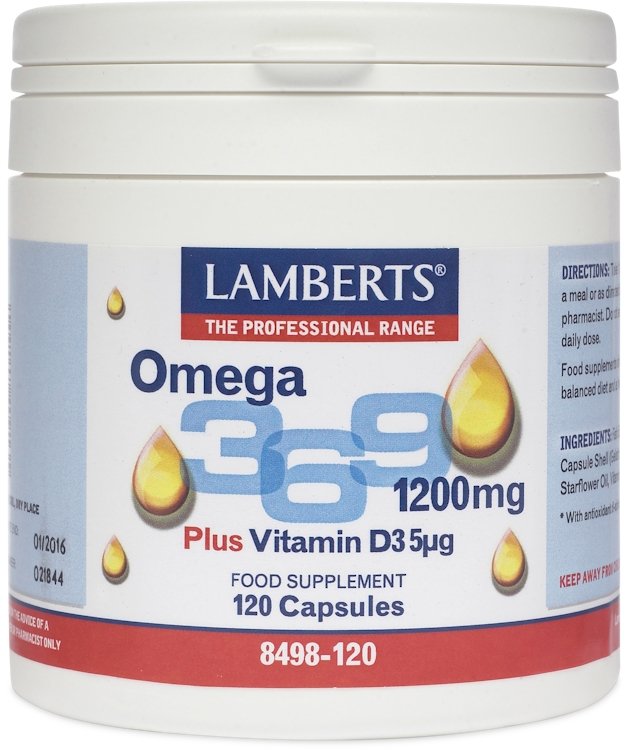 Lamberts Omega 3, 6 & 9 Plus Vitamin D3 5ug 120 Capsules