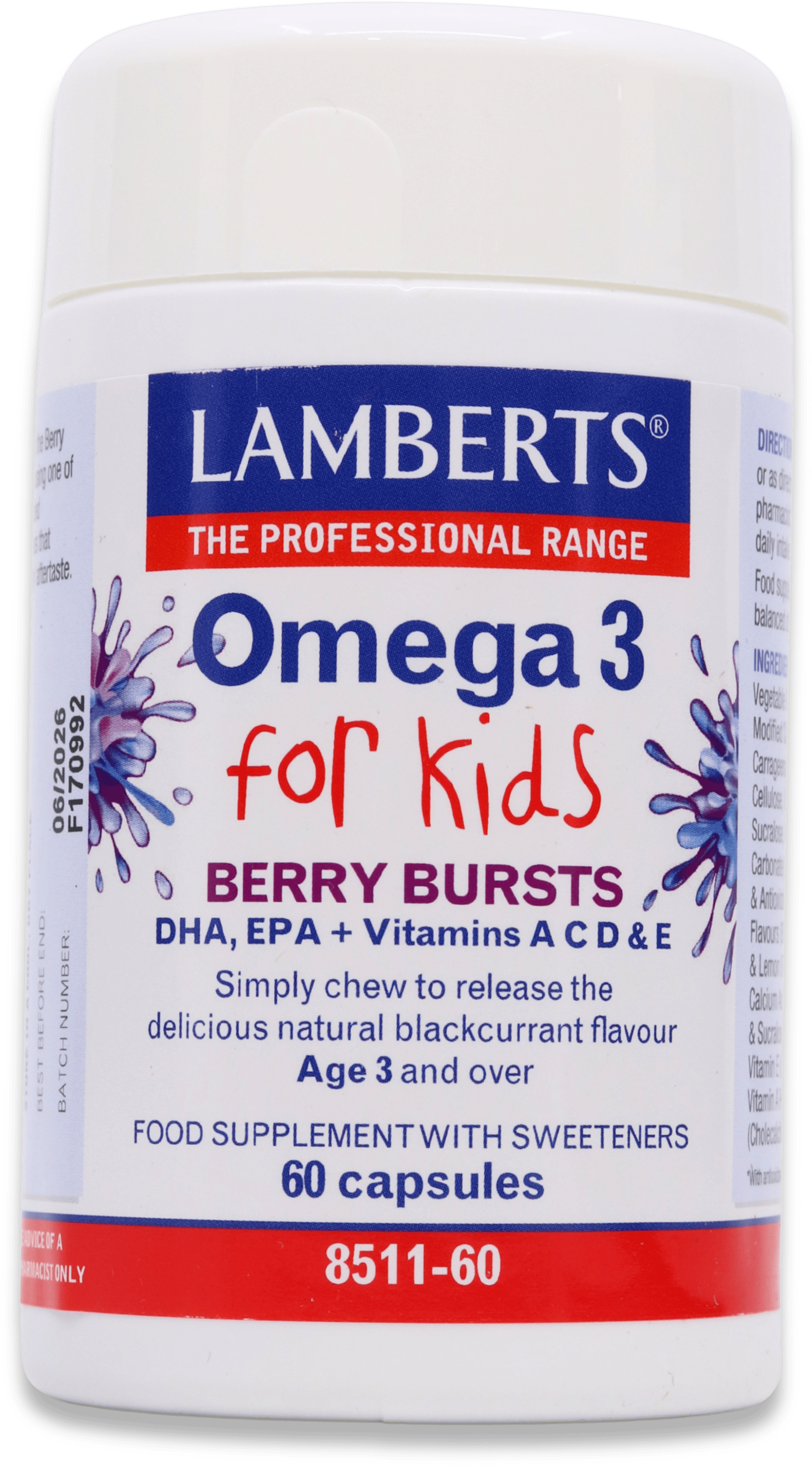 Lamberts Omega 3 for Kids Berry Bursts 60 Capsules