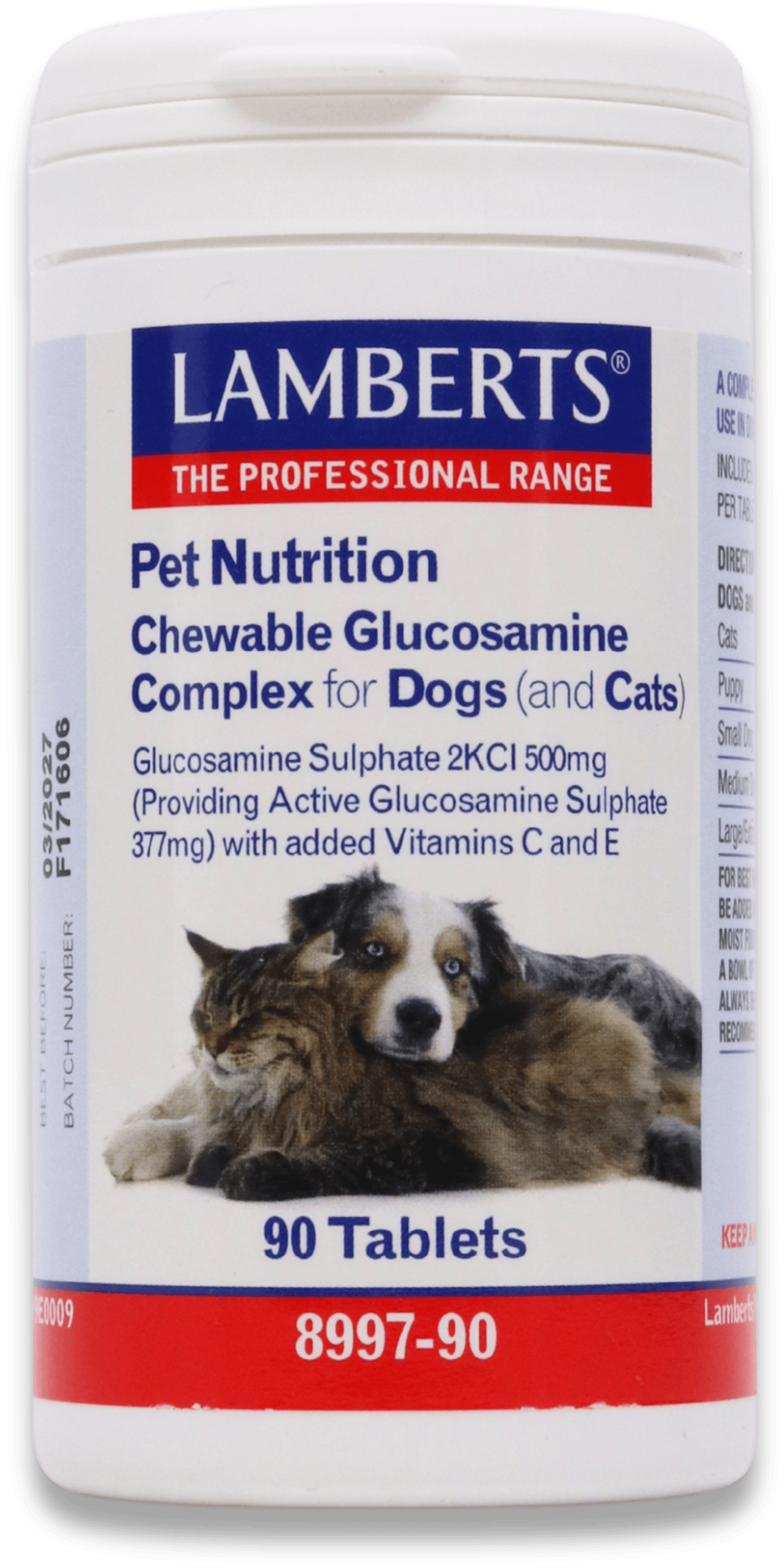 Lamberts Pet Nutrition Chewable Glucosamine for Dogs/Cats 90 Tablets
