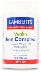 Lamberts Vegan Iron Complex (with Vitamin B12 and L-Lysine) 120 Tablets