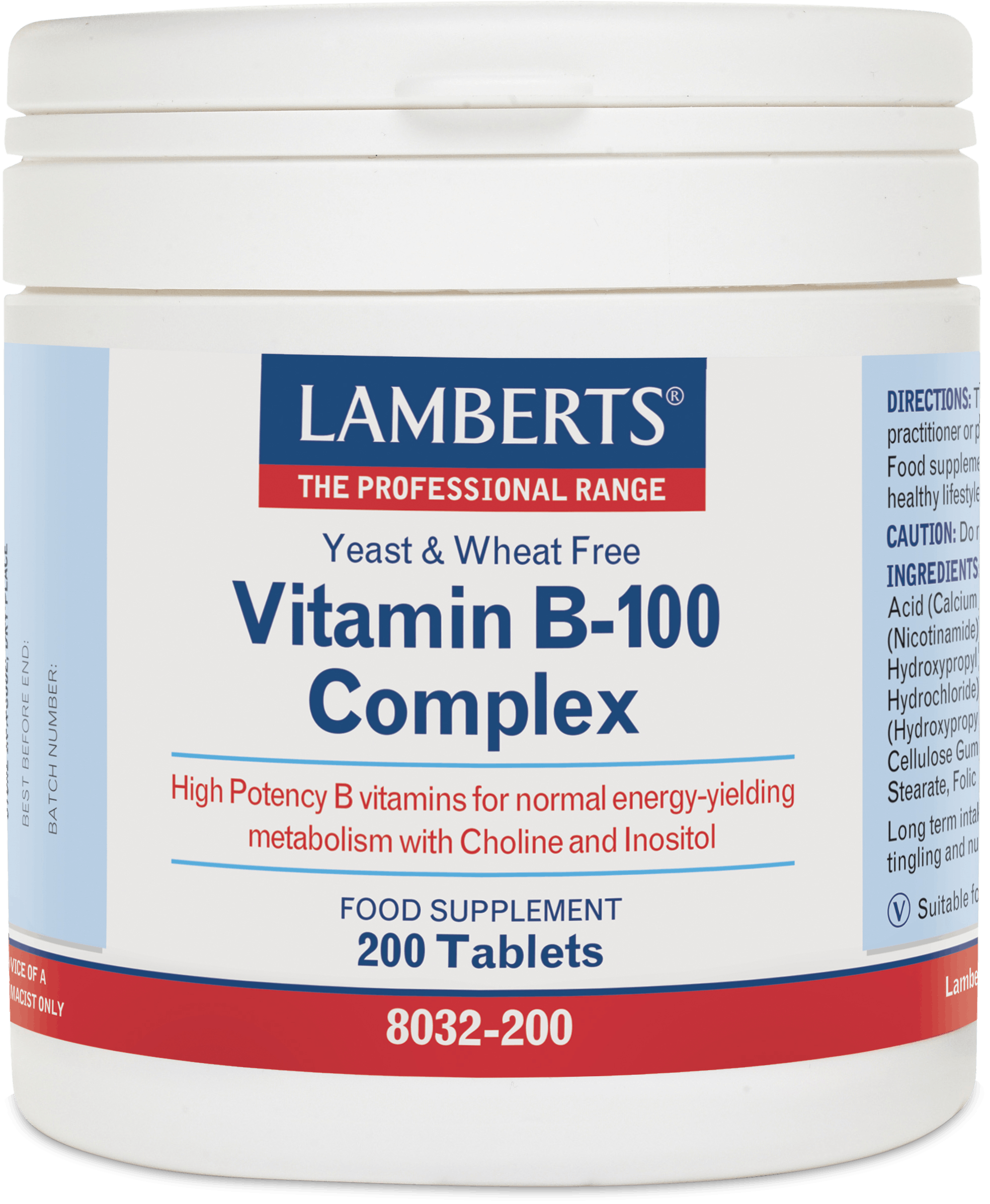 Lamberts Vitamin B-100 Complex 200 Tablets | Medino