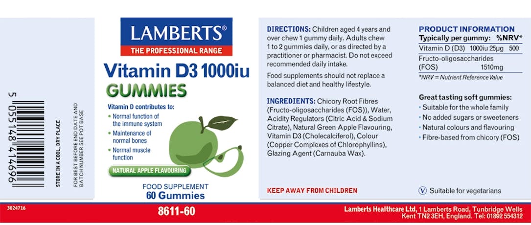 Lamberts Vitamin D3 1000iu 60 Gummies - 2