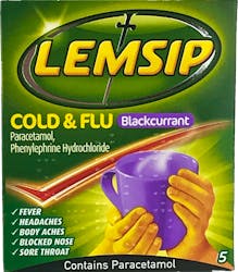 Lemsip Cold & Flu Sachets Blackcurrant 5 Sachets