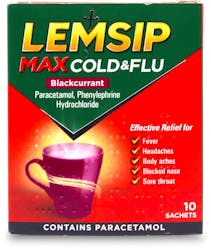 Lemsip Max Cold & Flu Blackcurrant Sachets 10 pack