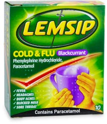 Lemsip Cold & Flu Blackcurrant Sachets 10 Sachets