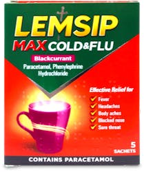 Lemsip Max Cold & Flu Blackcurrant Sachets 5 pack